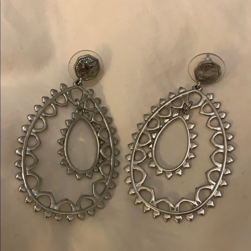Stella and Dot silver tone earrings